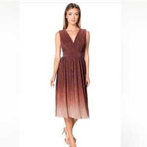 Dress The Population Ombre Metallic Midi Dress